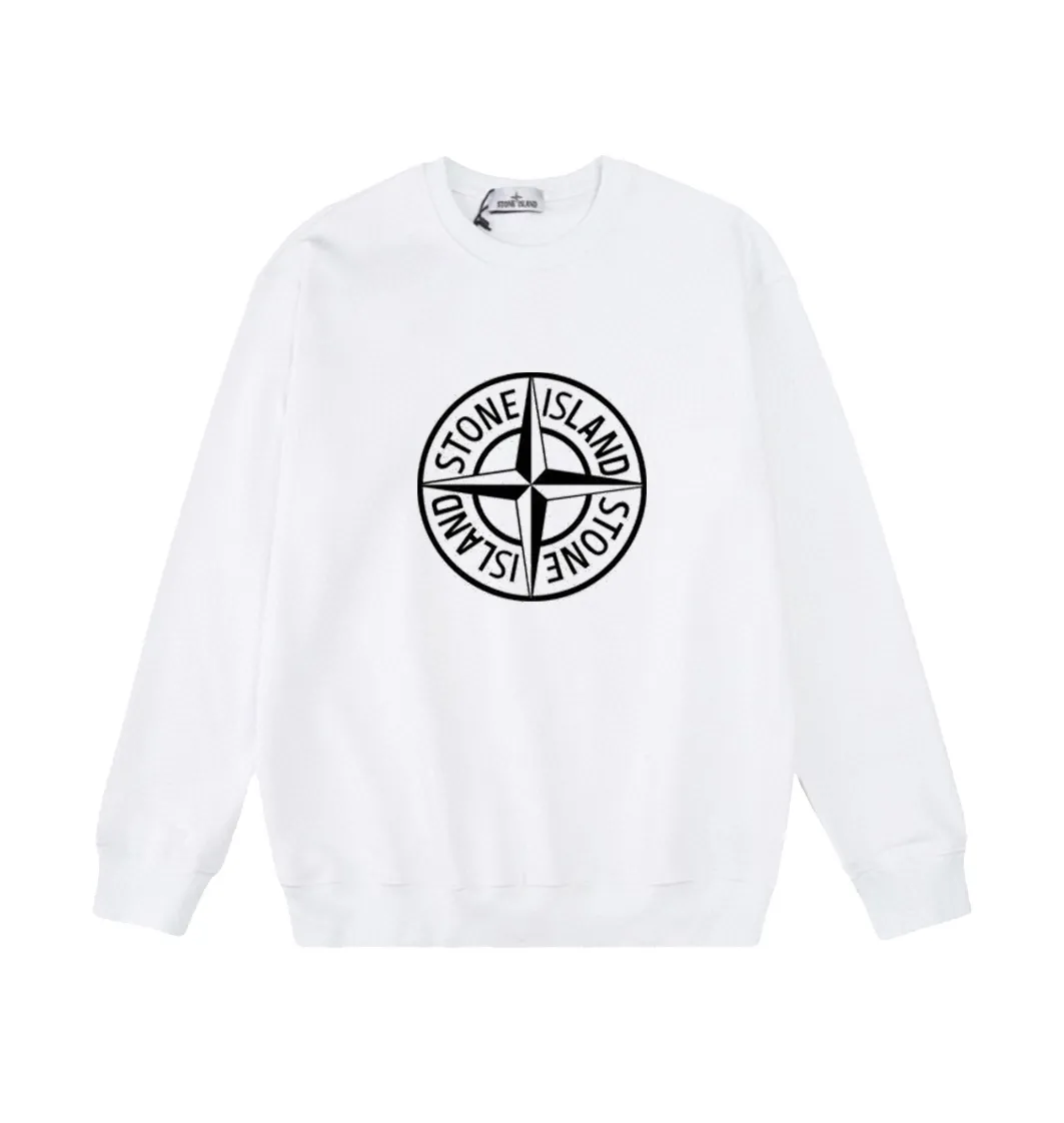W819#P160💰 Stone Island classic compass logo printed round neck long-sleeved sweatshirt! Versatile base round neck sweatshirt for couples! Simple armband design, customized 1*1 thread (fine texture), 380g double-strand large terry fabric, very good quality, foreign trade craftsmanship, respect the original version! The threads at the cuffs and hem are all original bartacks! The time-consuming and material consumption distinguishes the ordinary version on the market! Tops worn by celebrities from all walks of life on INS, can be matched with couple styles!  Color: Black White Size: M-XXL